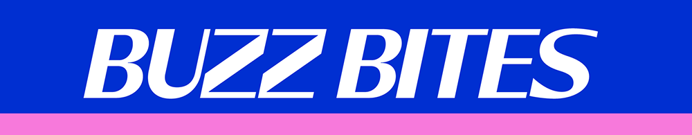 Blue and pink Buzz Bites logo
